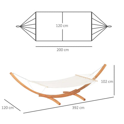 Outdoor Garden Hammock with Wooden Stand Swing Hanging Bed for Patio White Royalcart