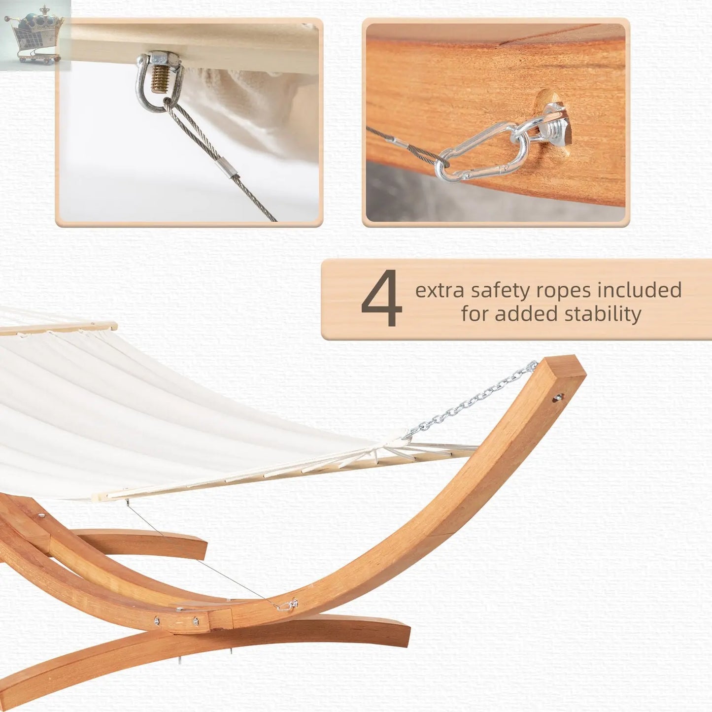 Outdoor Garden Hammock with Wooden Stand Swing Hanging Bed for Patio White Royalcart