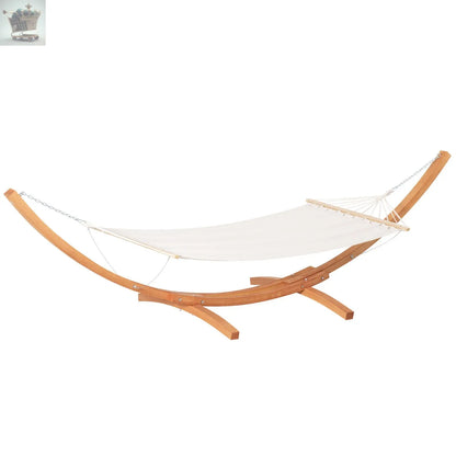 Outdoor Garden Hammock with Wooden Stand Swing Hanging Bed for Patio White Royalcart