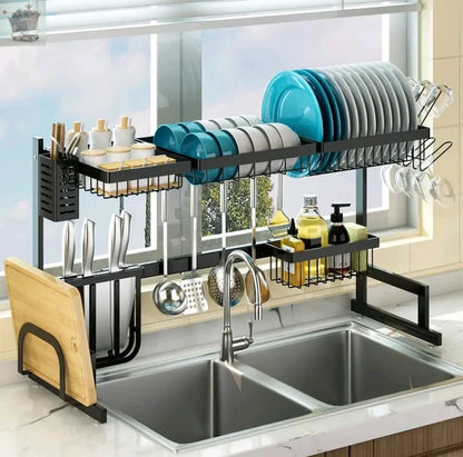 Over The Sink Dish Drying Rack Utensil Holder Drain Kitchen Drainer Storage Royalcart