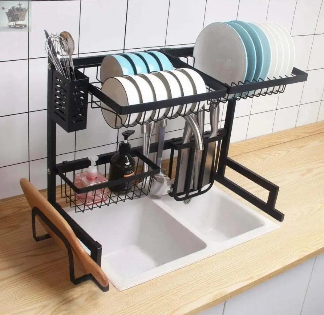 Over The Sink Dish Drying Rack Utensil Holder Drain Kitchen Drainer Storage Royalcart