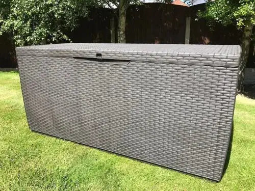 Plastic Garden Storage Box Waterproof Rattan Cushion Chest Deck Patio Outdoor Royalcart