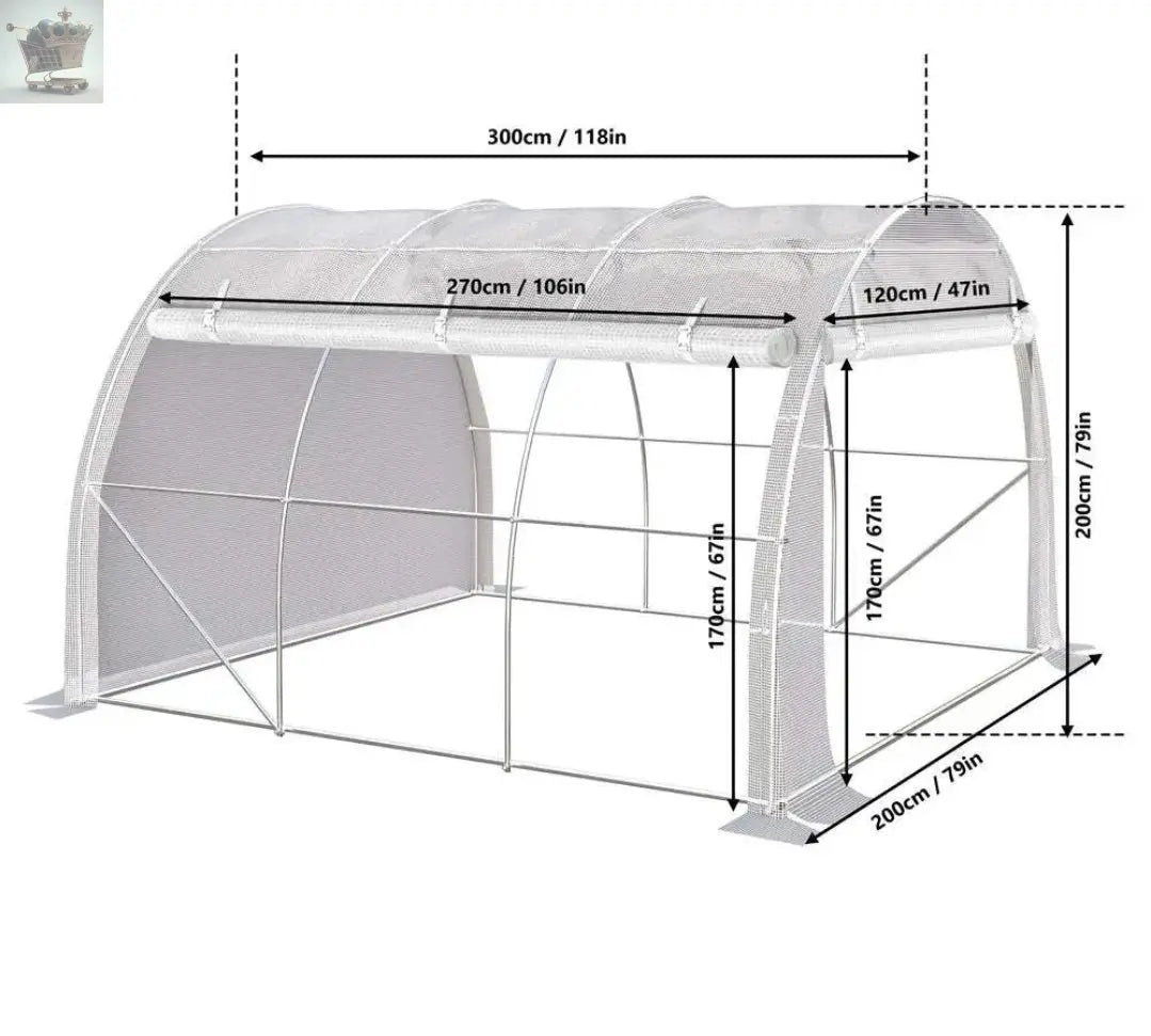 Polytunnel Greenhouse Grow House with Roll-up Side Walls, 3x2x2m Royalcart