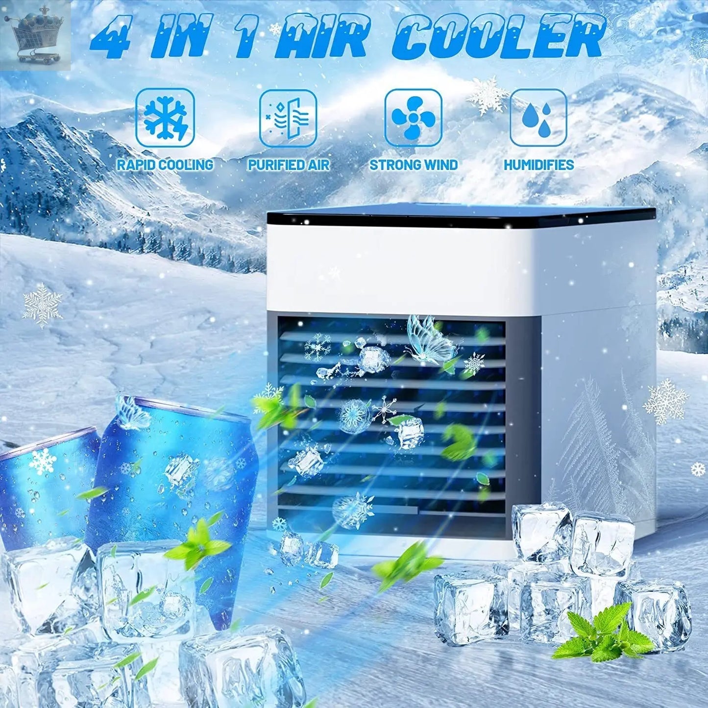 Portable Air Conditioner Mini Cooler Cooling Fan Humidifier Evaporative Cool LED Royalcart