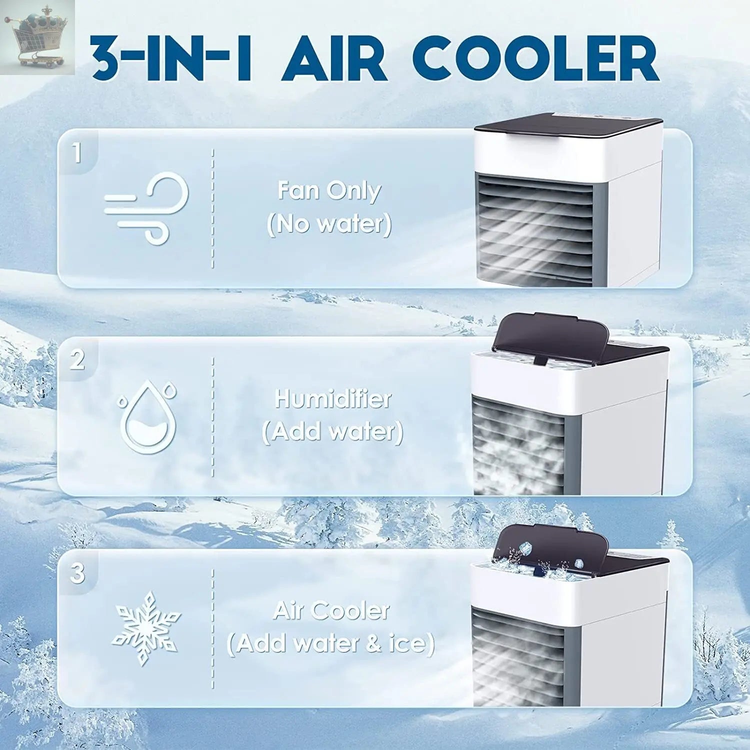 Portable Air Conditioner Mini Cooler Cooling Fan Humidifier Evaporative Cool LED Royalcart