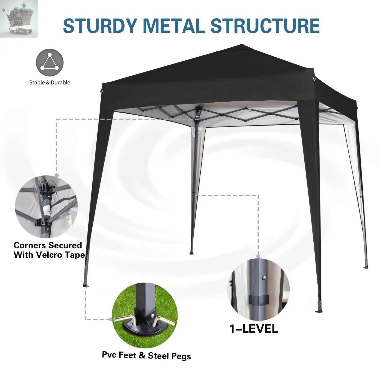 Premium 2X2m Robust Pop-up Gazebo With Side Panels Muhammad