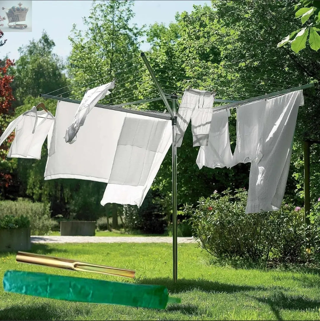 ROTARY AIRER 4 ARM 50M OUTDOOR CLOTHES GARDEN WASHING LINE DRYER SPIKE & COVER Royalcart