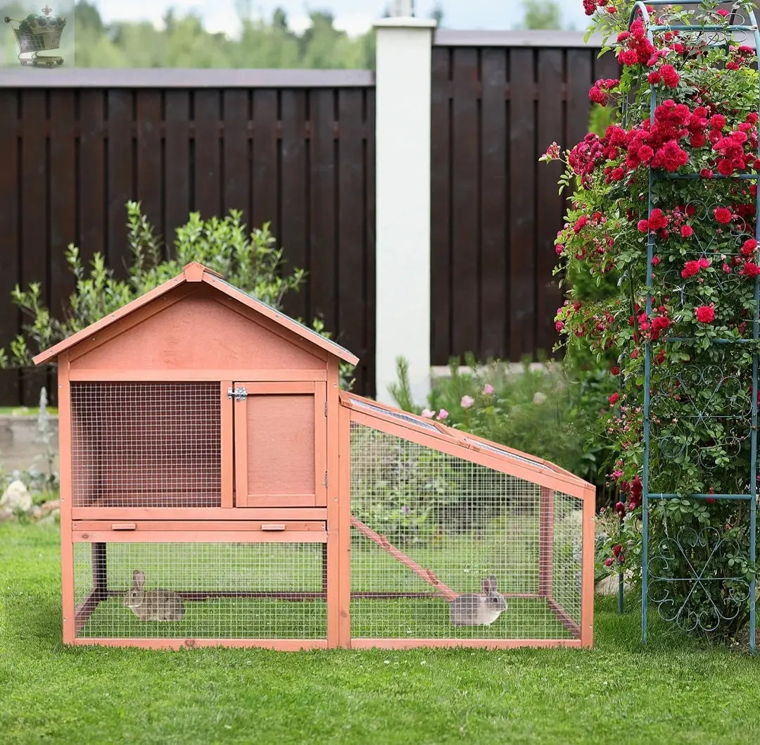 Rabbit,Bunny,Guinea Pig Hutch Water-Resistant w/ Ramp Outdoor Use Royalcart