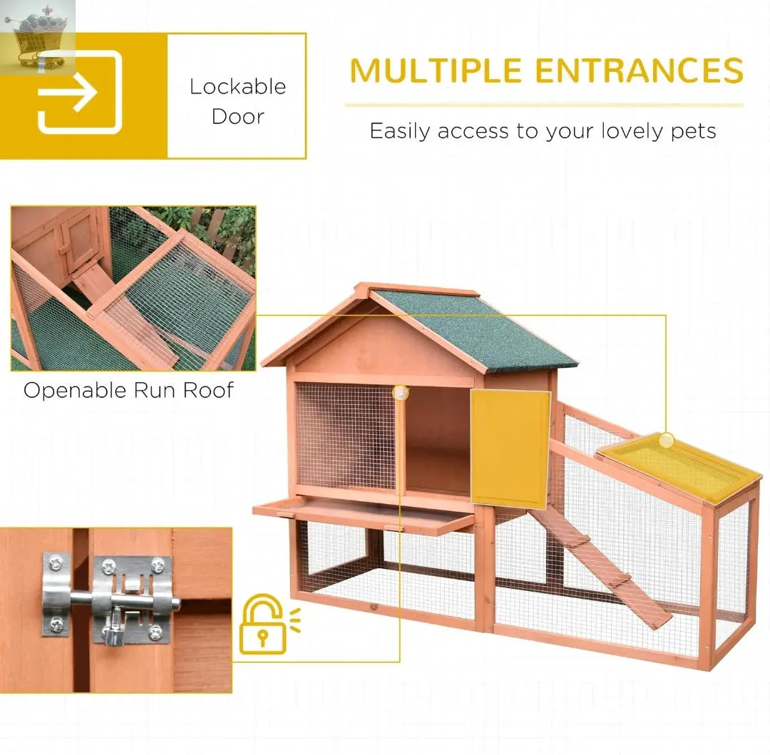 Rabbit,Bunny,Guinea Pig Hutch Water-Resistant w/ Ramp Outdoor Use Royalcart