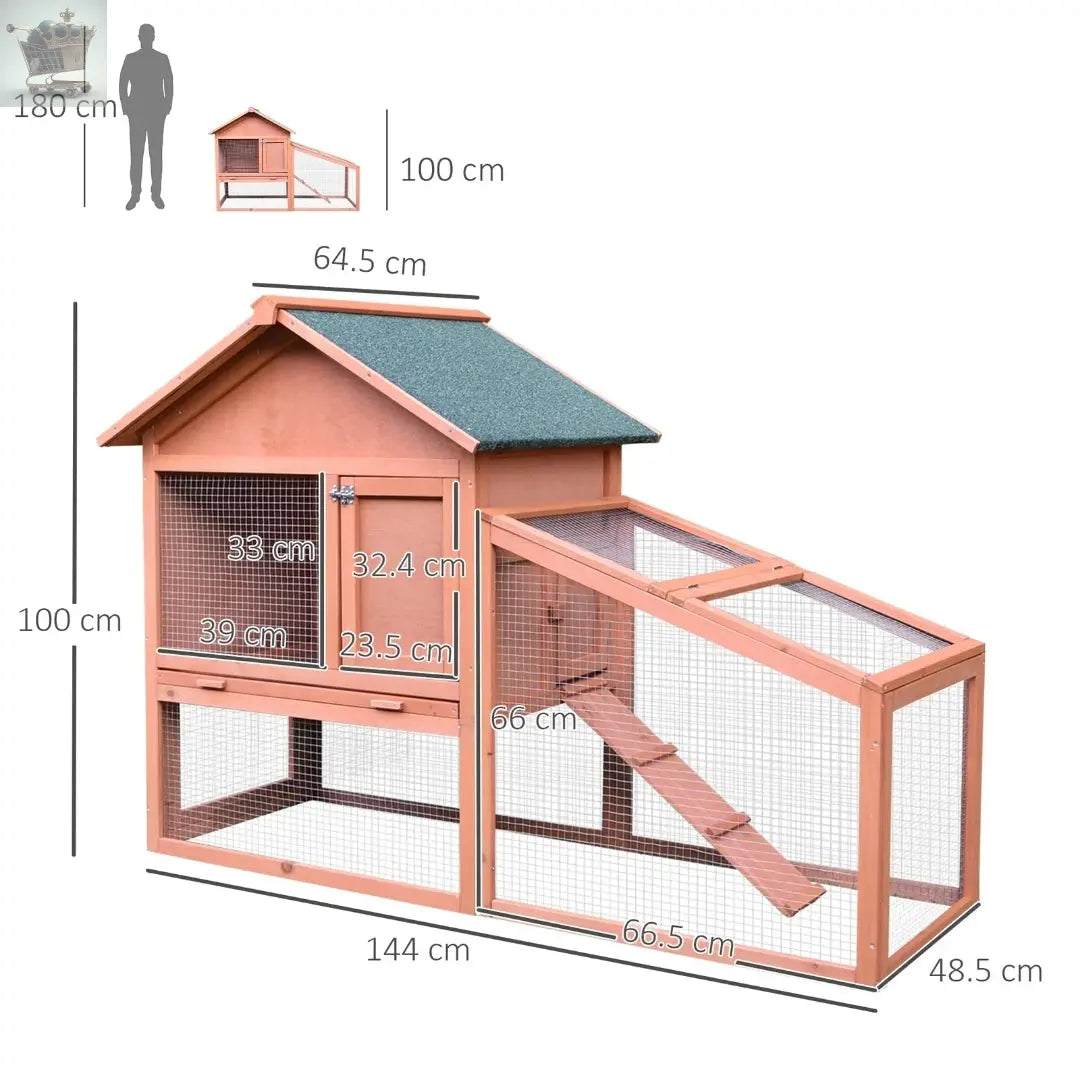 Rabbit,Bunny,Guinea Pig Hutch Water-Resistant w/ Ramp Outdoor Use Royalcart