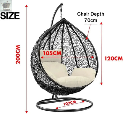 Rattan Swing Egg Chair Hanging Garden Hammock + Cushion & Stand Outdoor Indoor Royalcart