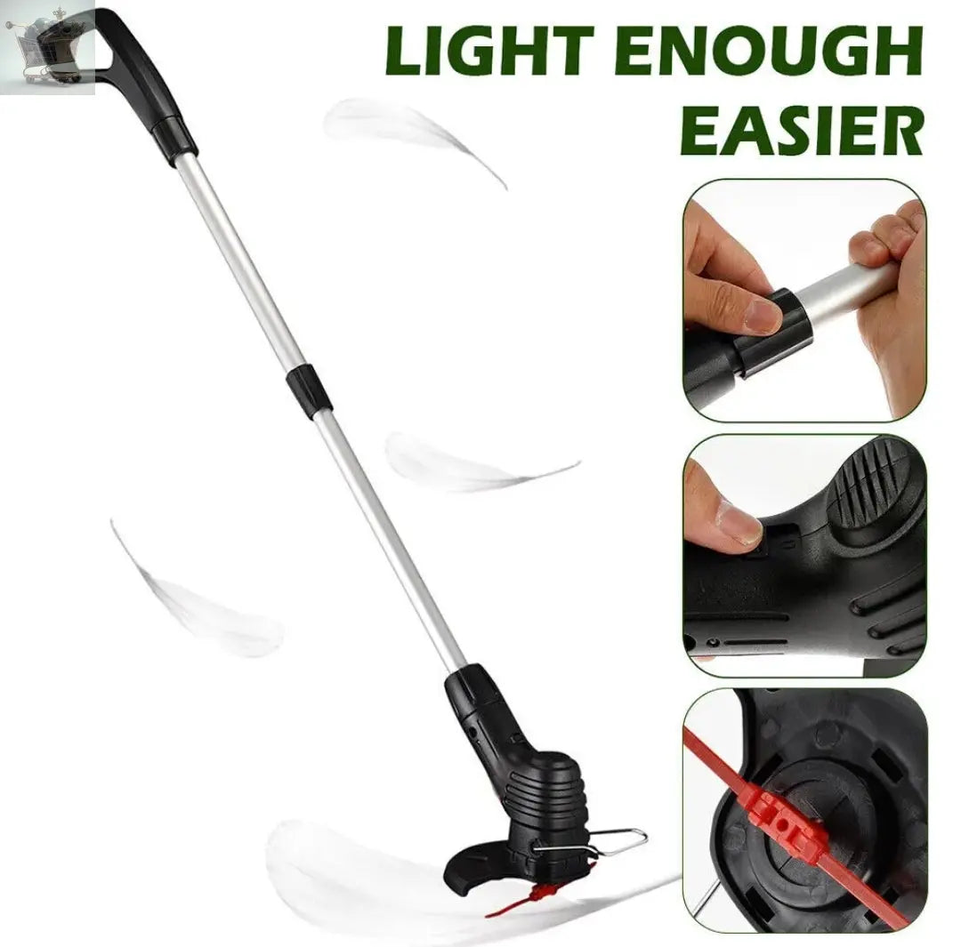 Rechargeable Electric Cordless Grass Trimmer Garden Lawn Weed Strimmer Cutter UK Royalcart