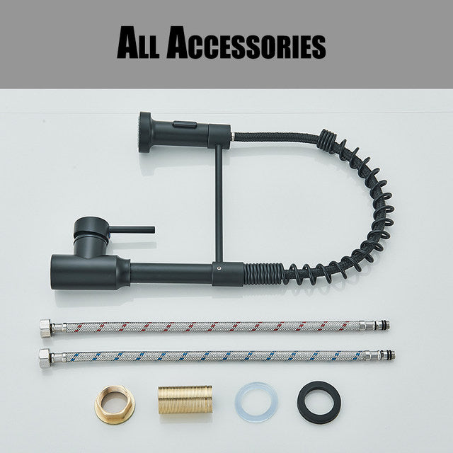 360°Chrome Spring Pull Down Kitchen Faucets Stream Spray Head Hot Cold Water Tap Stainless steel Rotation Kitchen Mixer Tap Crane