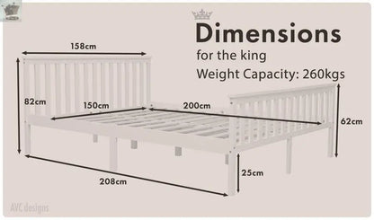 SINGLE BED PINE FRAME 3FT WHITE WOODEN SHAKER STYLE BEDROOM FURNITURE Royalcart