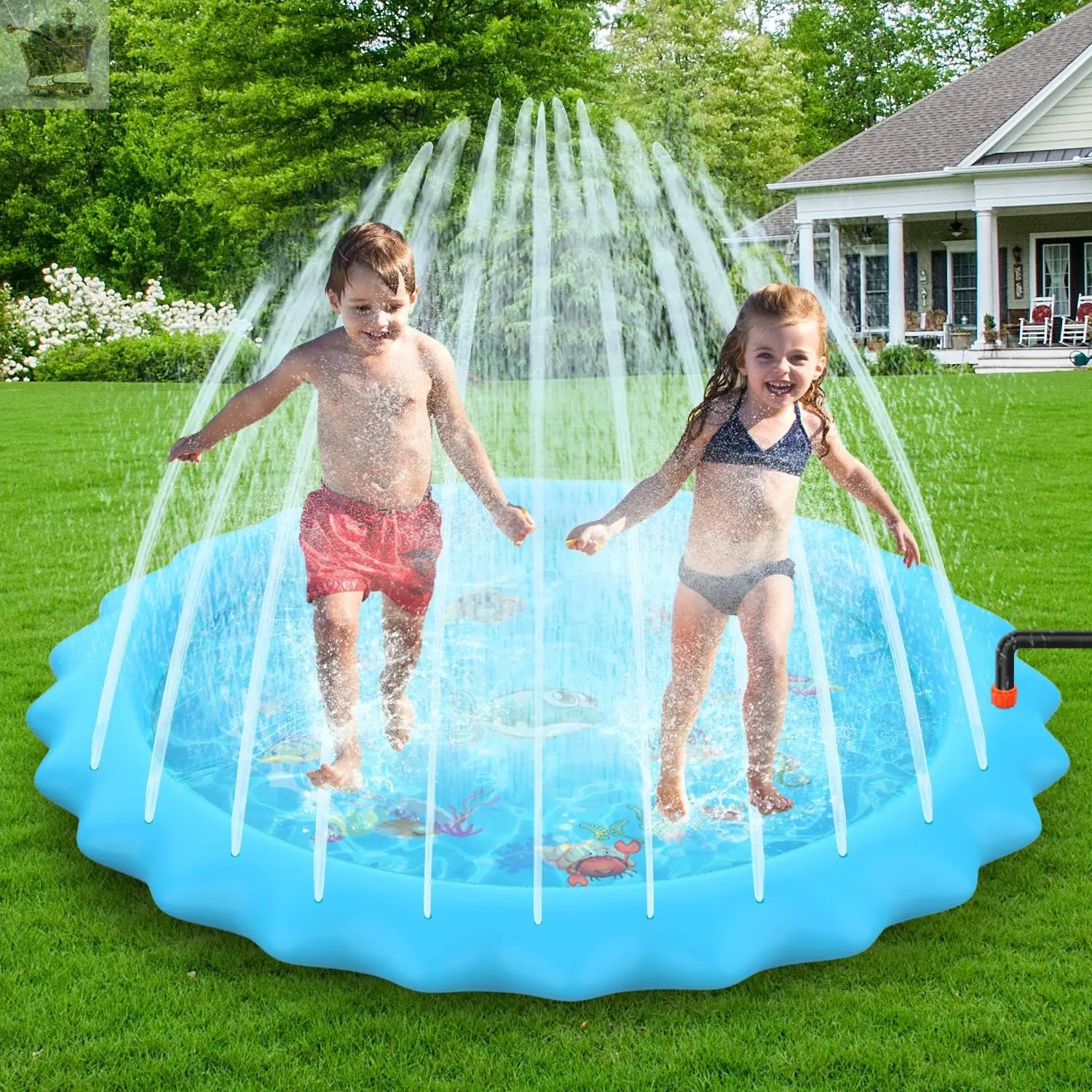 SOKA 168cm Round Inflatable Sprinkler Splash Pad Play Mat Water Summer Toy Kids Royalcart