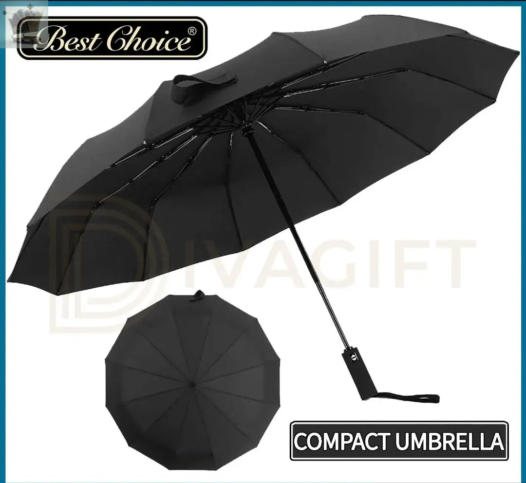 STRONG BLACK UMBRELLA WINDPROOF FOLDING COMPACT REVERSIBLE MENS UNISEX LADIES Royalcart