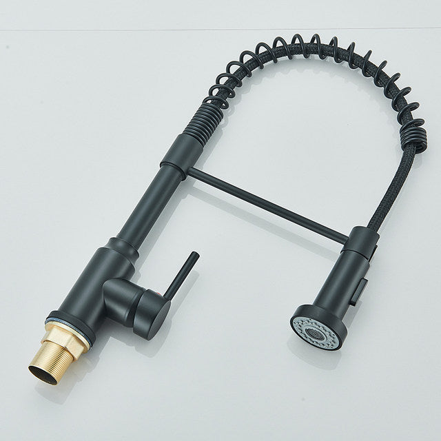 360°Chrome Spring Pull Down Kitchen Faucets Stream Spray Head Hot Cold Water Tap Stainless steel Rotation Kitchen Mixer Tap Crane