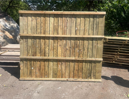 3 Feather Edge Fence Panels, Timber Fence Panel, Tanalised Pressure Treated with Security Closeboards, Vertical Garden Boundary Boards 6FT (L) X 5FT (H)