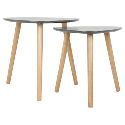 Set of 2 Pcs Modern Teardrop Nesting Coffee Side End Tables Nest Wooden Tabletop Royalcart