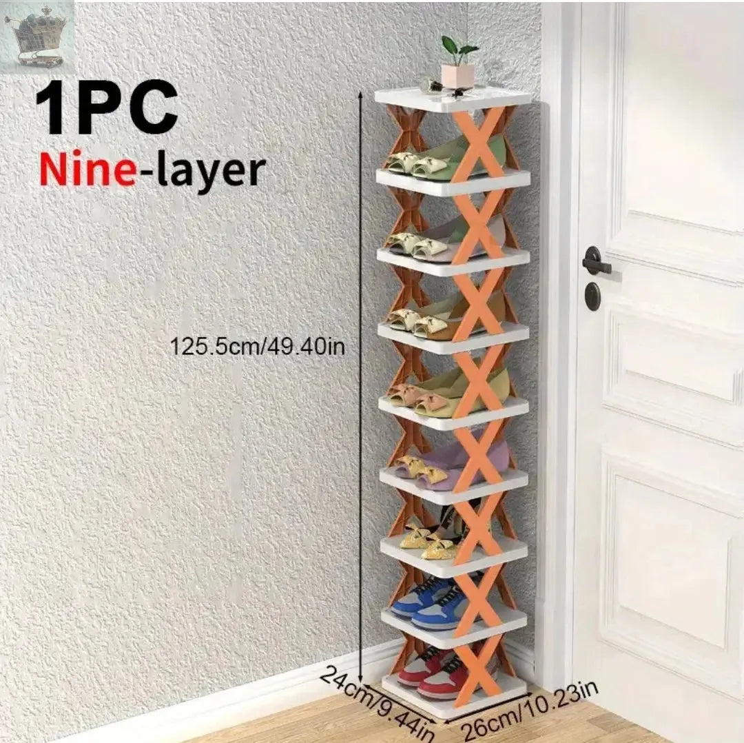 Shoe Rack 9 Tiers DIY Narrow Stckable Free Standing Shoes Storage Tall Organizer Royalcart