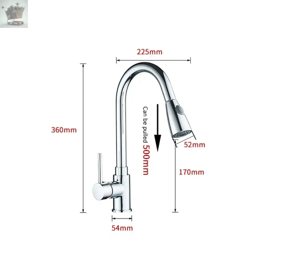 Stainless Steel Kitchen Taps Sink Mixer Pull Out Spray Tap Single Faucet Black/Silver Gearcourt