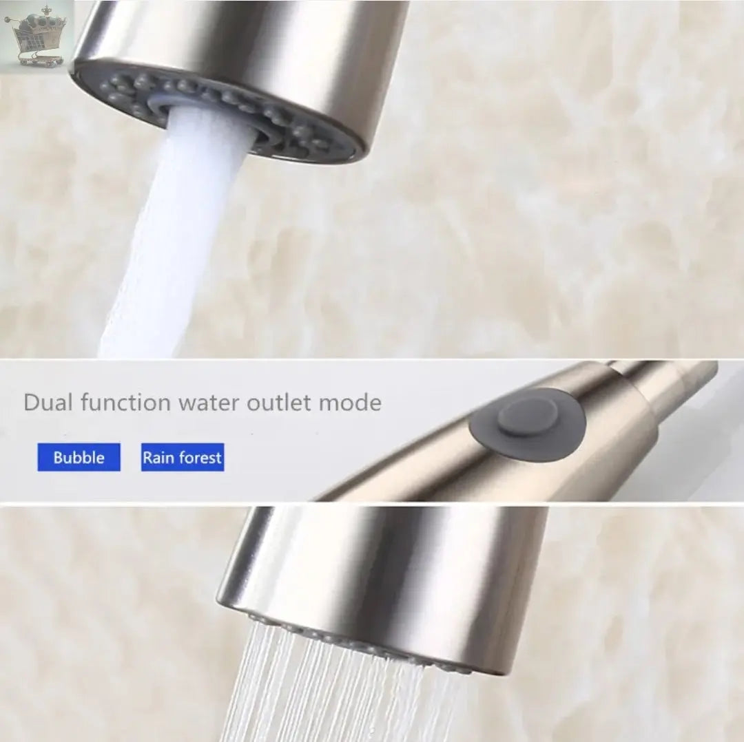 Stainless Steel Kitchen Taps Sink Mixer Pull Out Spray Tap Single Faucet Black/Silver Gearcourt