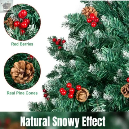 Snow Covered Christmas Tree With Lights 5ft Luxury Pine Cones Bushy Prelit Royalcart