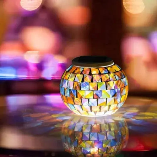 Solar Powered Mosaic Glass Ball Garden Lights, Table Lamps, Waterproof Royalcart