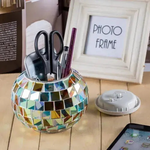 Solar Powered Mosaic Glass Ball Garden Lights, Table Lamps, Waterproof Royalcart