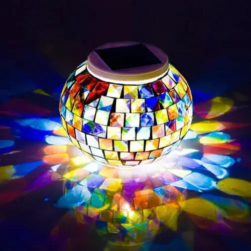 Solar Powered Mosaic Glass Ball Garden Lights, Table Lamps, Waterproof Royalcart