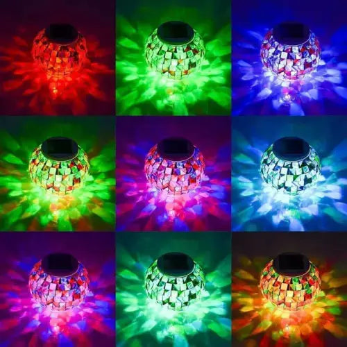 Solar Powered Mosaic Glass Ball Garden Lights, Table Lamps, Waterproof Royalcart