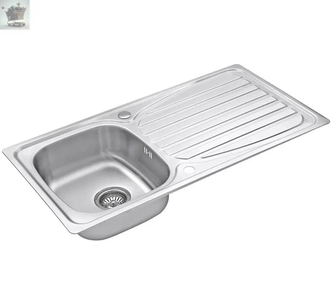 Stainless Steel Inset Kitchen Sink Single Bowl Reversible Drainer + FREE Waste Royalcart