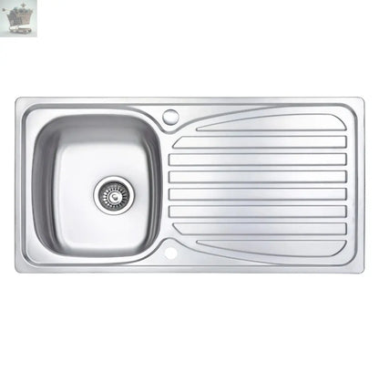 Stainless Steel Inset Kitchen Sink Single Bowl Reversible Drainer + FREE Waste Royalcart