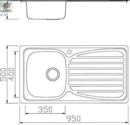 Stainless Steel Inset Kitchen Sink Single Bowl Reversible Drainer + FREE Waste Royalcart