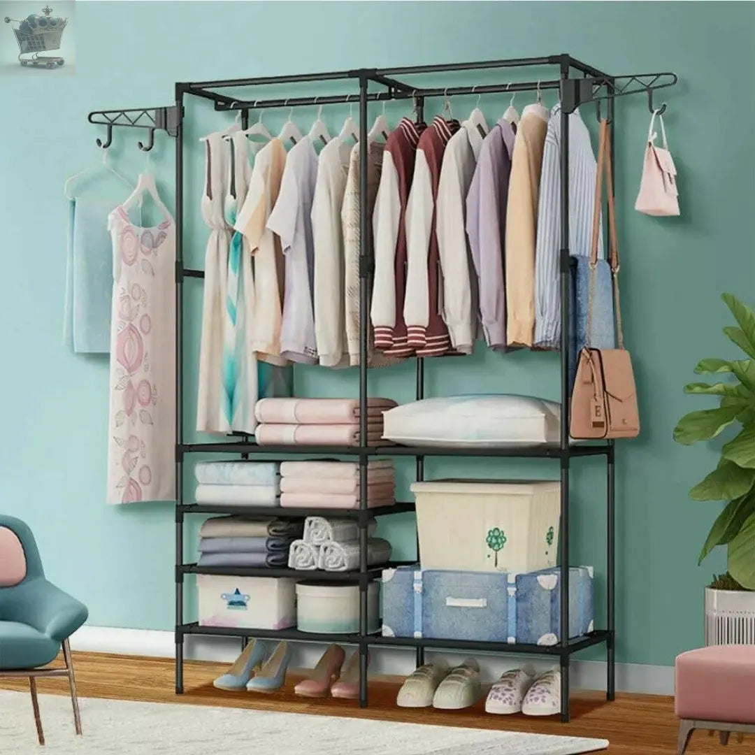 Steel Clothes Rail Storage Garment Shelf Hanging Display Stand Rack Gearcourt