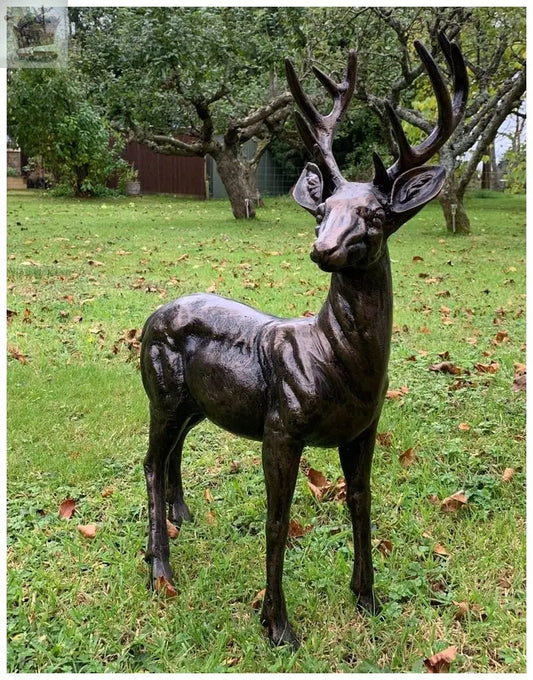 Stunning Standing Stag, Buck, Ornament cast from Aluminium - 67cm tall Royalcart