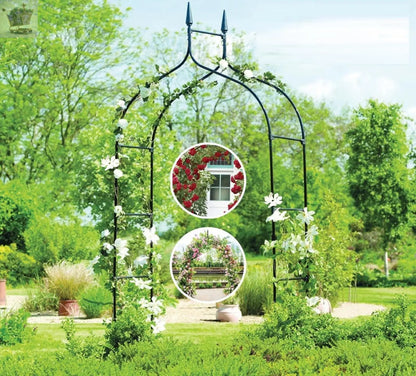 TRADITIONAL GARDEN ARCH HEAVY DUTY METAL ARCHWAY CLIMBING PLANTS SUPPORT OUTDOOR Royalcart