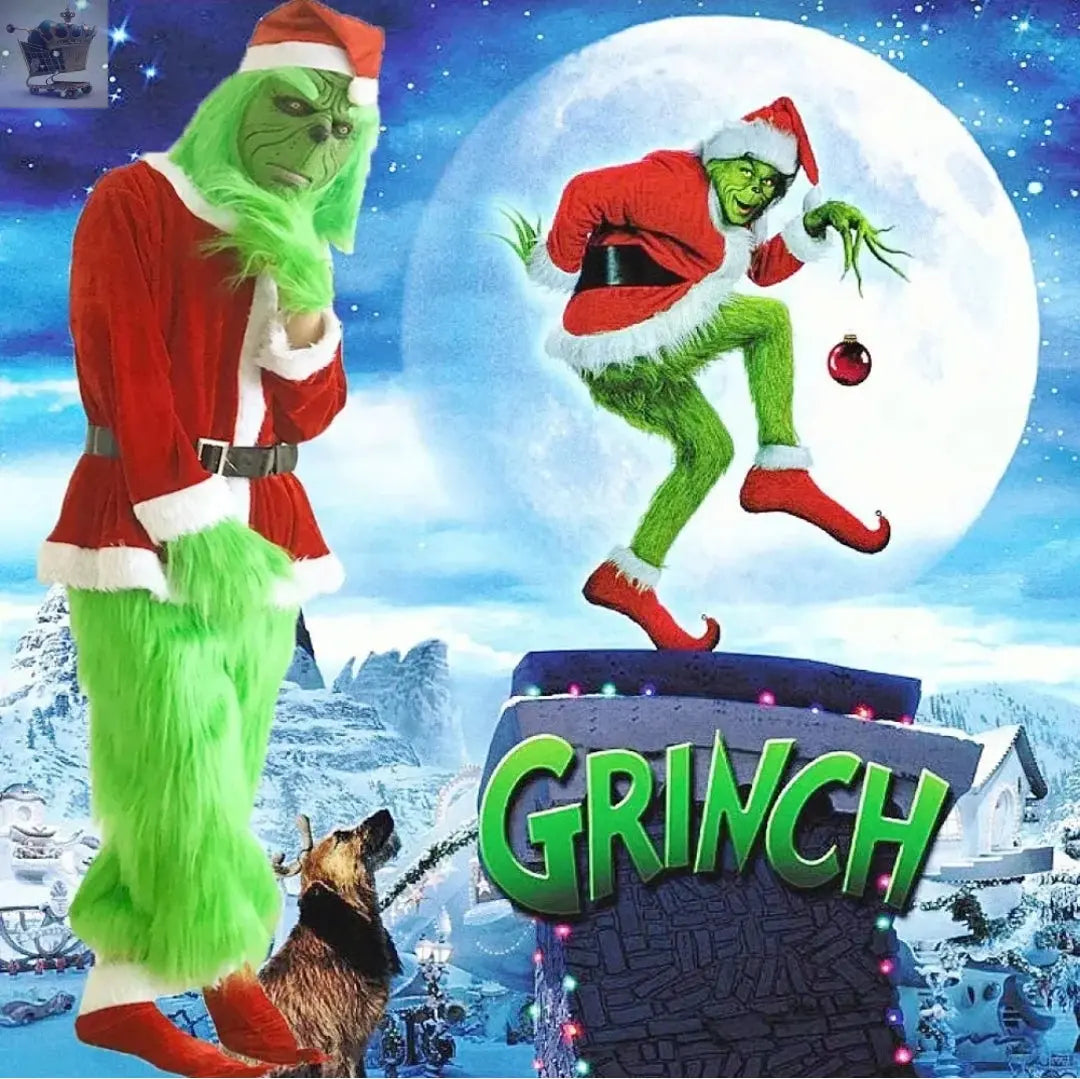 The Grinch Costume Mask Cosplay Adult Christmas Santa Suit Fancy Dress Outfit UK Royalcart