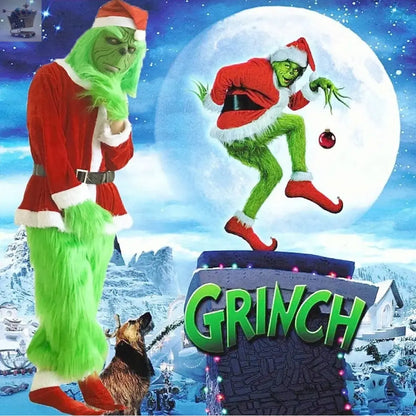 The Grinch Costume Mask Cosplay Adult Christmas Santa Suit Fancy Dress Outfit UK Royalcart