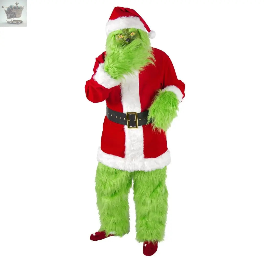 The Grinch Costume Mask Cosplay Adult Christmas Santa Suit Fancy Dress Outfit UK Royalcart