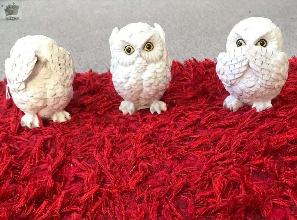 Three Wise Owls Figurine 8cm White Christmas Gift Royalcart