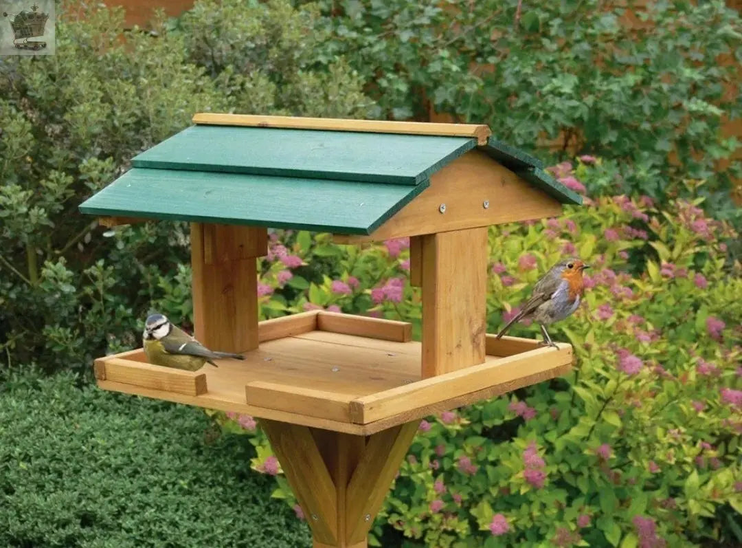 Traditional Wooden Bird Table Garden Birds Feeder Feeding Station Free Standing Royalcart