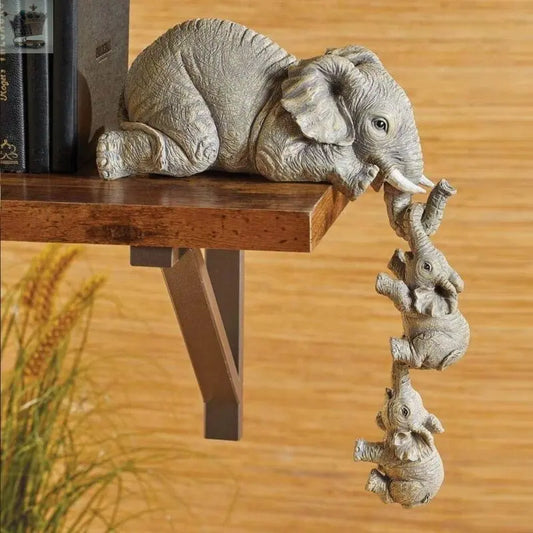 Vintage 3 Mother Elephant Baby Ornaments Royalcart