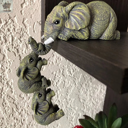 Vintage 3 Mother Elephant Baby Ornaments Royalcart