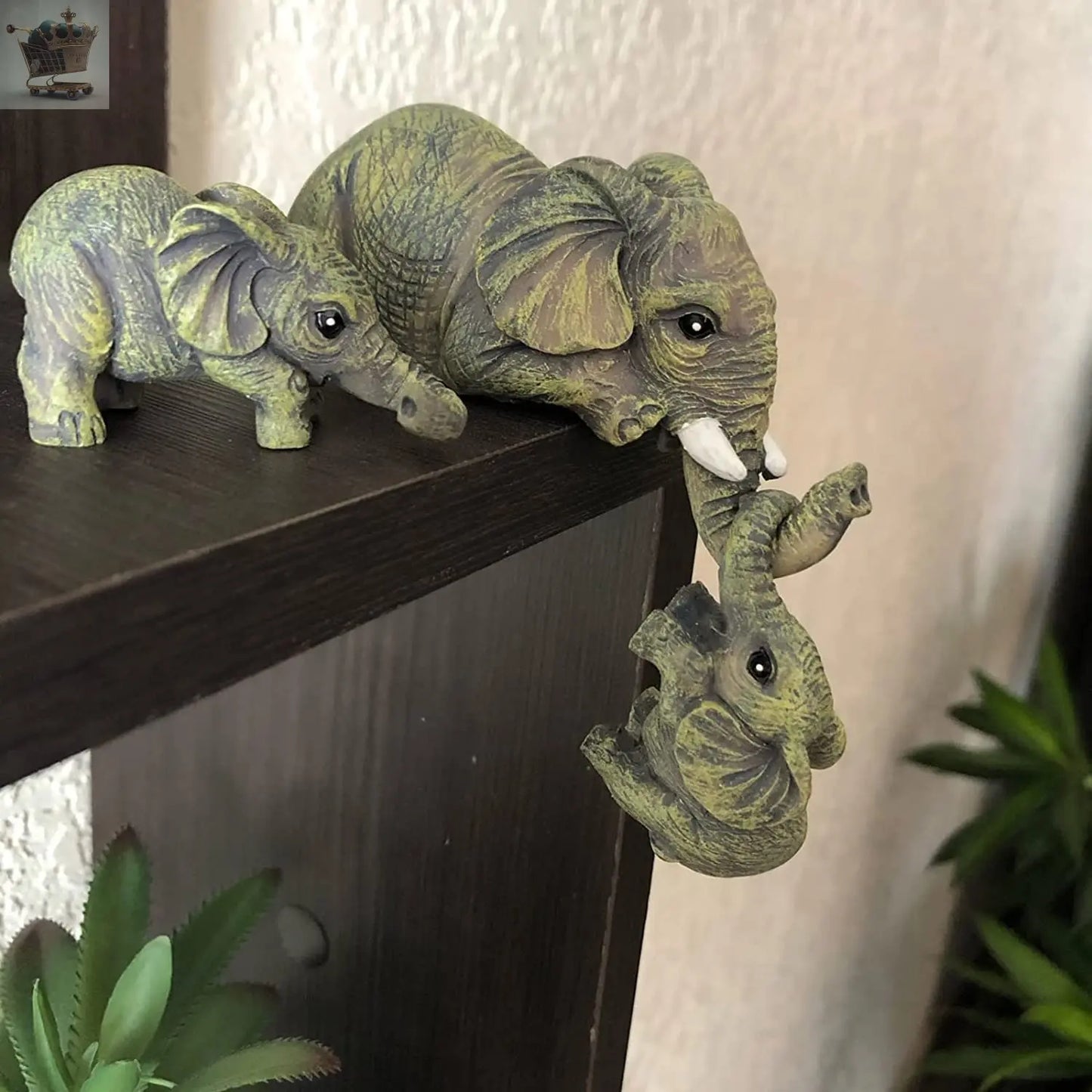 Vintage 3 Mother Elephant Baby Ornaments Royalcart
