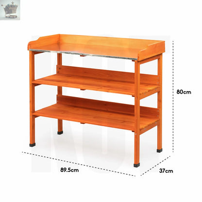 WOODEN GARDEN GREENHOUSE POTTING BENCH TABLE WORKSTATION STORAGE SHELVING PLANTS Royalcart