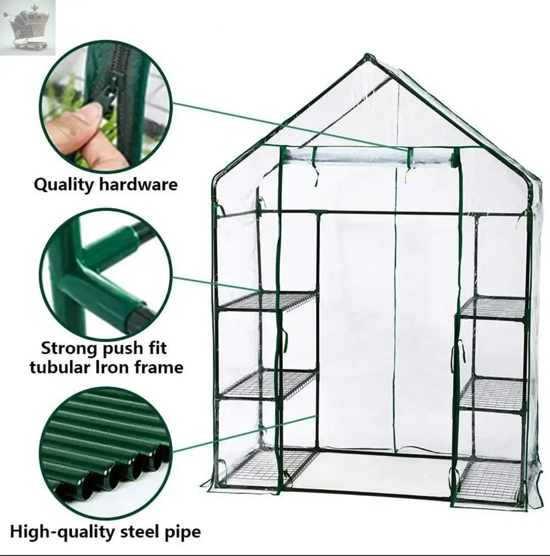 Walk In Greenhouse Grow House Plants Protector Reinforced PVC Cover 4 Shelves Royalcart