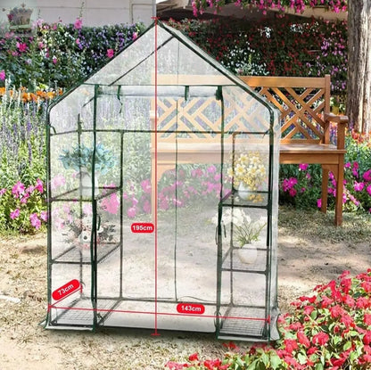 Walk In Greenhouse Grow House Plants Protector Reinforced PVC Cover 4 Shelves Royalcart