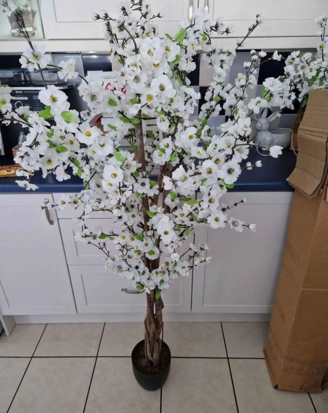 Artificial Blossom Tree Pink/White 120cm 4ft Realistic Faux House Plant Fully Potted Royalcart