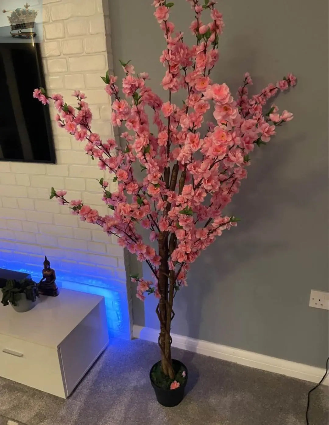 Artificial Blossom Tree Pink/White 120cm 4ft Realistic Faux House Plant Fully Potted Royalcart